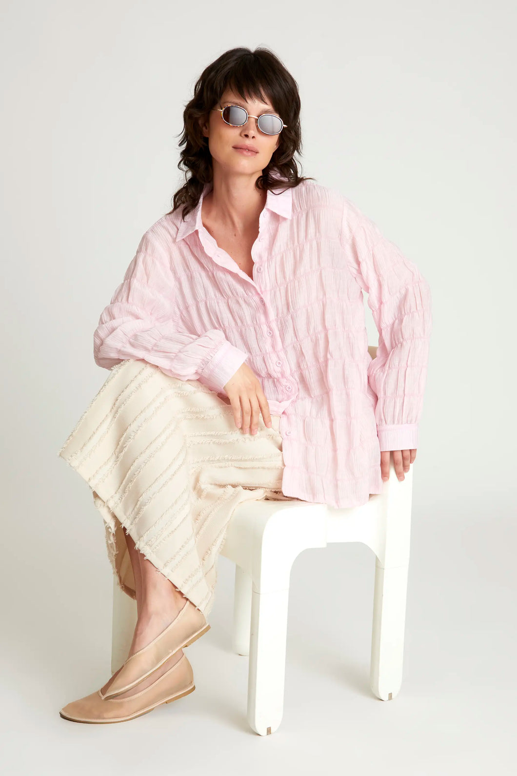 Blusa texturizada rosa