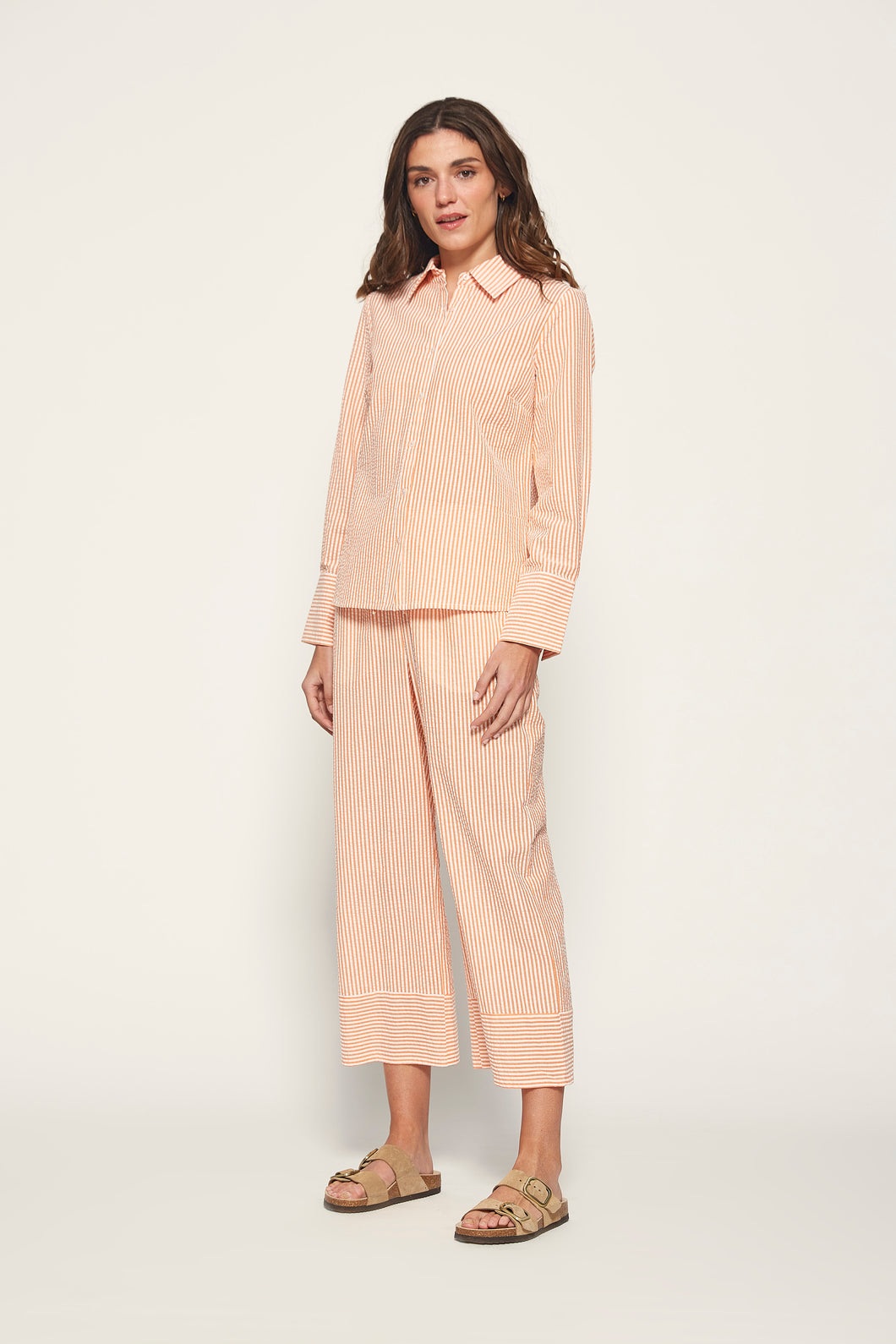 Pantalón rayas mandarina