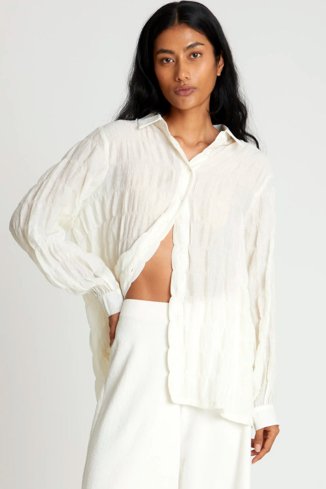 Blusa texturizada marfil