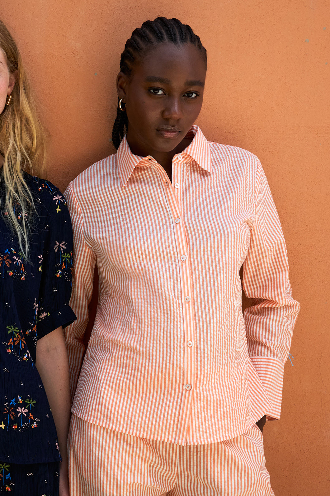 Camisa mandarina rayas